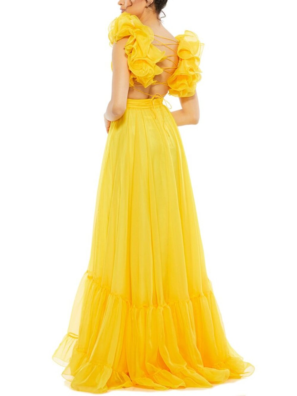 Mac Duggal Ruffle Tiered Chiffon A-Line Gown - Picture 2 of 10